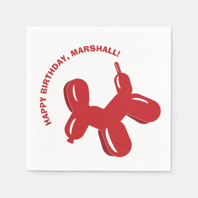 Red Dog Balloon Animal Birthday Party Serviette (Vorderseite)