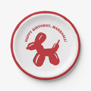 Red Dog Balloon Personalisiertes Party Pappteller