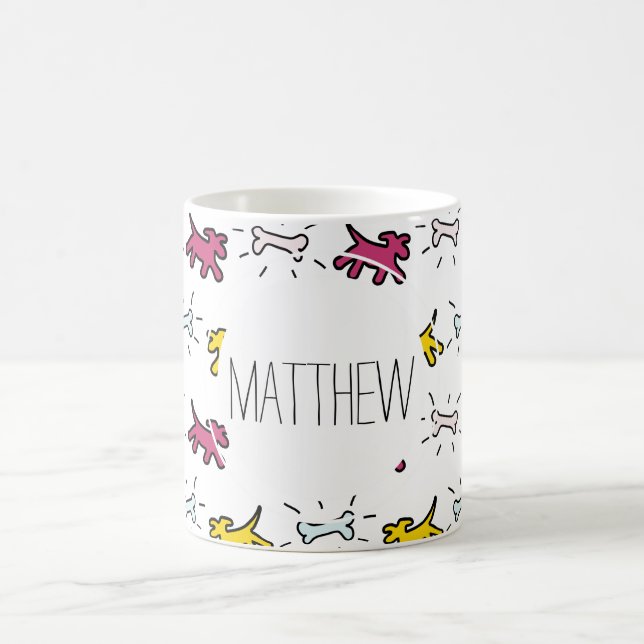 Red Dog Bone Graffiti Style Personalisiert Name Ta Tasse (Mittel)