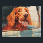 Red Dog in Classic Truck Window Art Print Puzzle<br><div class="desc">Dieser Vintag inspirierte Kunstdruck besticht durch einen roten Hund,  der den Blick vom Fenster eines klassischen LKW genießen kann. Mit seinen warmen Tönen und seinem nostalgischen Ambiente bringt dieses Stück jedem Ort ein Gefühl von Charme und Abenteuer,  was es zu einem Muss für Hundefreunde und Vintage Kunstliebhaber macht.</div>