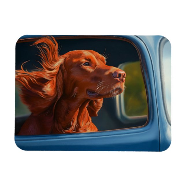 Red Dog Landschaftliche Autofahrt Kunstdrucken Magnet (Horizontal)