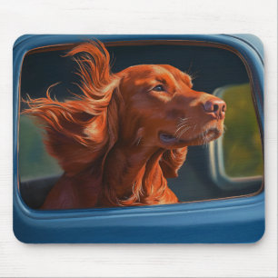 Red Dog Landschaftliche Autofahrt Kunstdrucken Mousepad