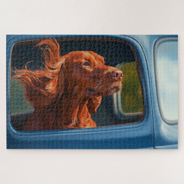 Red Dog Landschaftliche Autofahrt Kunstdrucken Puzzle (Horizontal)