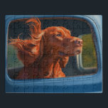 Red Dog Landschaftliche Autofahrt Kunstdrucken Puzzle<br><div class="desc">Dieser atemberaubende Kunstdrucker zeigt einen roten Hund mit dem Kopf aus dem Autofenster, der sich im Wind und in der Sonne entspannt. Diese wunderschöne Darstellung eines fröhlichen Moments ist perfekt für Hundefreunde und verleiht jedem Ort eine lebendige und spielerische Touch. Bringen Sie den sorglosen Geist dieses abenteuerlichen Hundes in Ihre...</div>