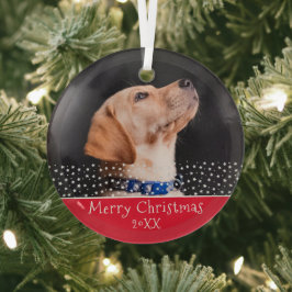 Red Dog Pet Foto Weihnachtsfeiertag Keepake Ornament Aus Glas