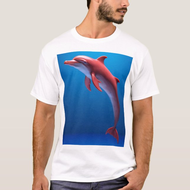 Red Dolphin Soaring Above the Clouds T-Shirt (Vorderseite)