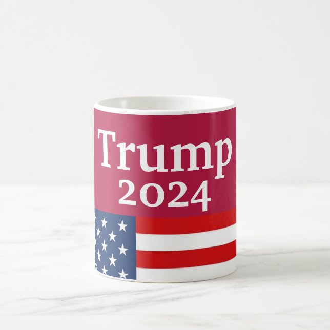 Red Donald Trump 2024 Amerikanische Flagge Kaffeetasse (Mittel)
