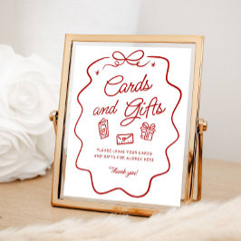 Red Doodle Cards and Gifts Display Poster