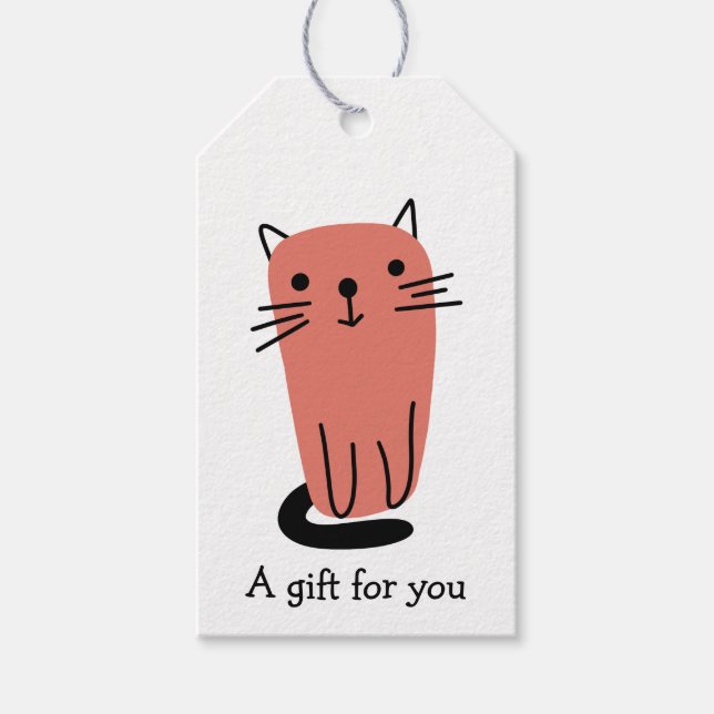 Red Doodle Cat Geschenk für Sie maßgeschneidert Geschenkanhänger (Vorderseite)