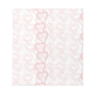 Red Doodle Hearts Pattern Notizblock