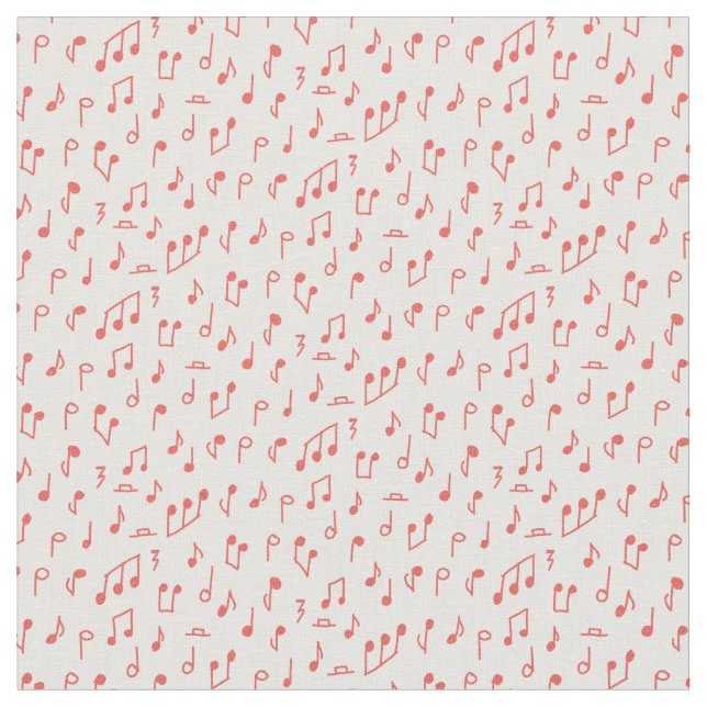 Red Doodled Musiknotens Stoff (Nahaufnahme)
