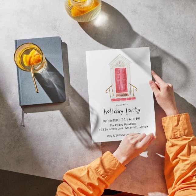 Red Door Coquette Bow Weihnachtsfeier Party Einlad Einladung (Von Creator hochgeladen)