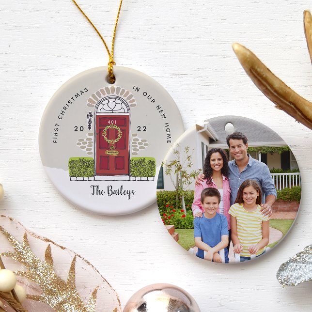 Red Door First Christmas in Our New Zuhause Keramik Ornament (Von Creator hochgeladen)