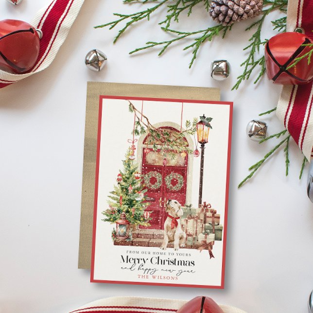 Red Door Our Home to Yours Dog Christmas Feiertagskarte (Von Creator hochgeladen)
