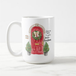 Red Door Potted Trees Wreath Watercolor Kaffeetasse