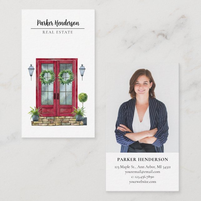 Red Door Real Anwesen Foto Visitenkarte (Vorne/Hinten)