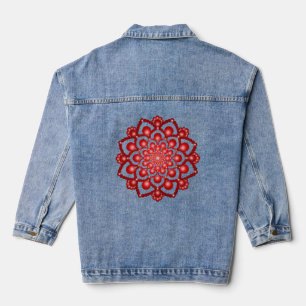 Red Dot Mandala Blume Jeansjacke