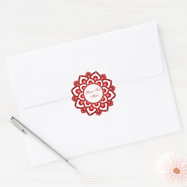 Red Dot Mandala Blume Runder Aufkleber (Umschlag)