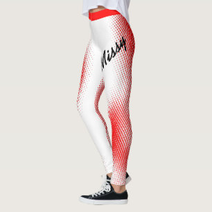 Red Dot Muster mit Ihrem Namen auf WHITE Leggings