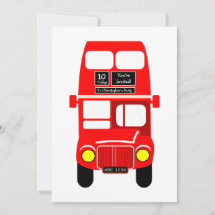 Red Double Decker Bus Design Geburtstagsparty Einladung