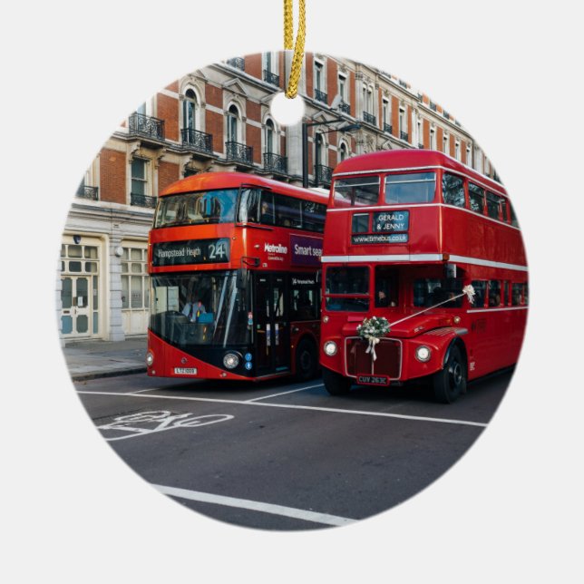 Red Double Decker Buses Keramik Ornament (Vorne)