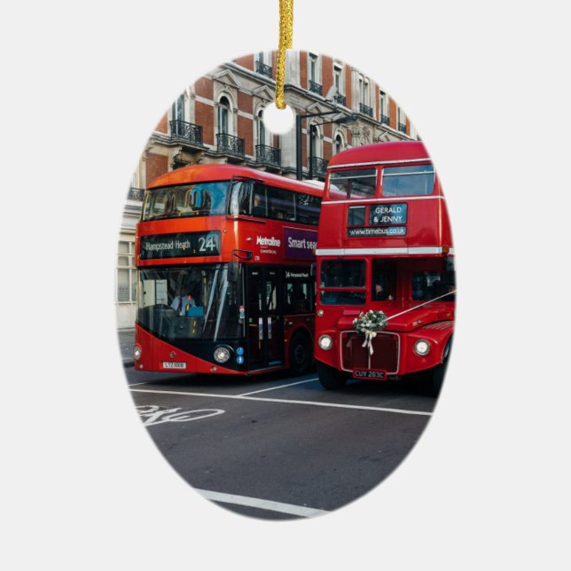 Red Double Decker Buses Keramikornament (Vorne)