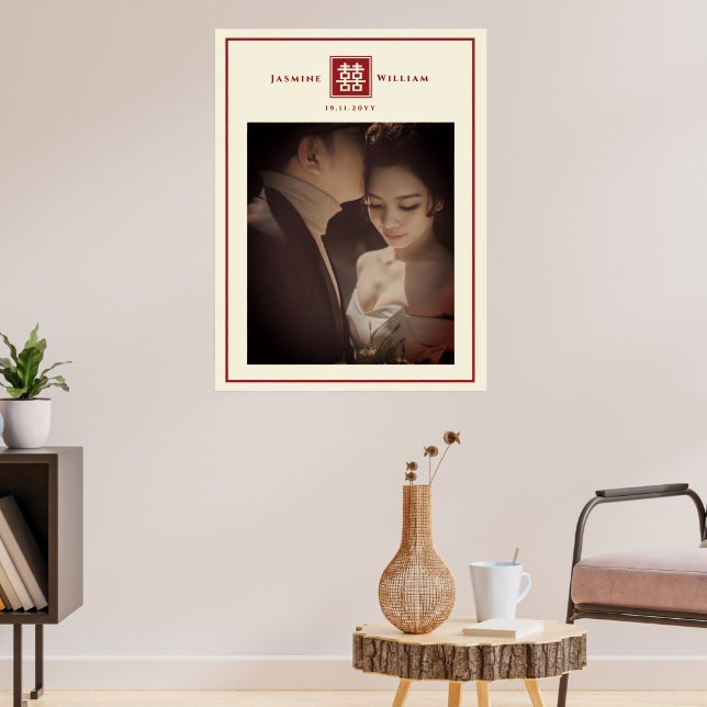 Red Double Happiness Chinese Wedding Foto Poster (Wohnzimmer 3)