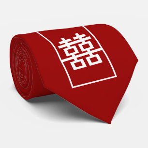 Red Double Happy Chinese Wedding Oriental Krawatte