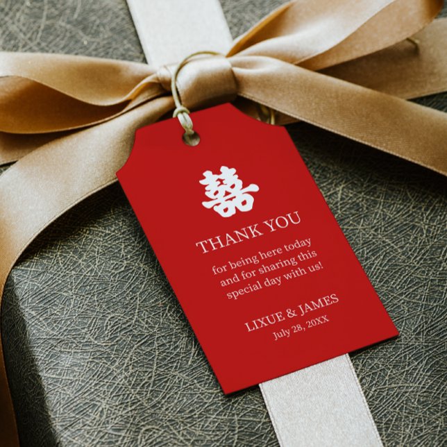 Red Double Happy Chinesische Kalligraphie asian G Geschenkanhänger (Von Creator hochgeladen)