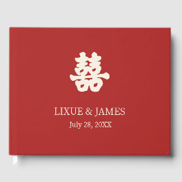 RED Double Happy Chinesische Kalligraphie asian Gästebuch