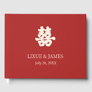 RED Double Happy Chinesische Kalligraphie asian Gästebuch