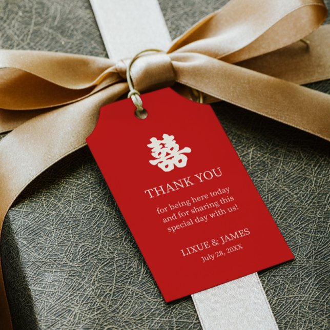 Red Double Happy Chinesische Kalligraphie asian Geschenkanhänger (Von Creator hochgeladen)