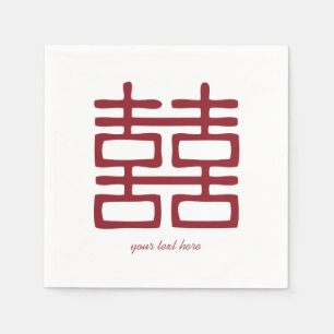 Red Double Happy Wedding Party Napkin Set Serviette