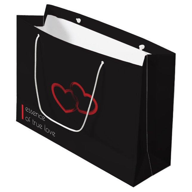 Red Double Heart Große Geschenktasche Geschenktüte (Vorderseite Schrägansicht)