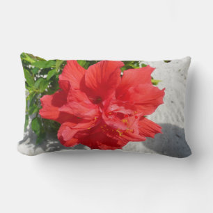 Red Double Hibisken Blume Lendenkissen