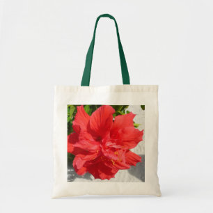 Red Double Hibisken Blume Tragetasche
