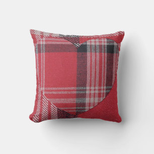 Red Double Kariert Heart Kissen