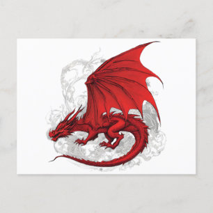 Red Dragon Abstrakt Postkarte