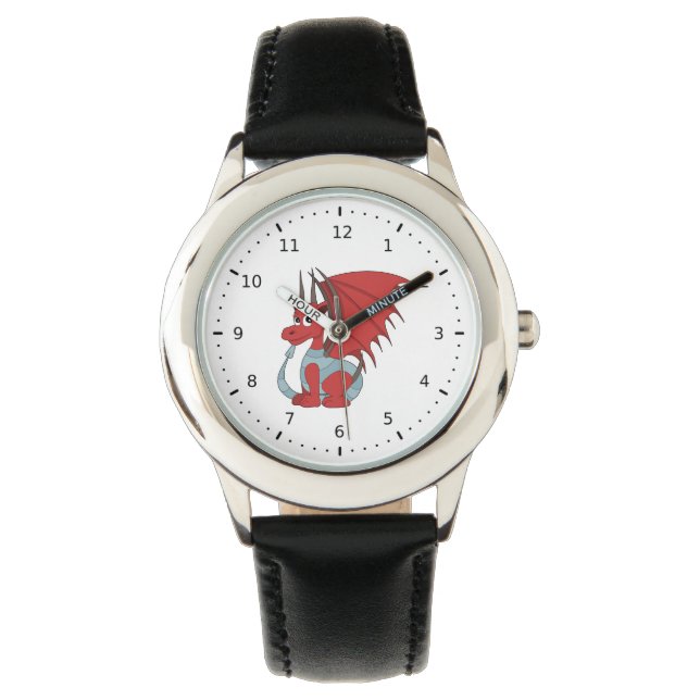 Red Dragon Cartoon Armbanduhr (Vorderseite)