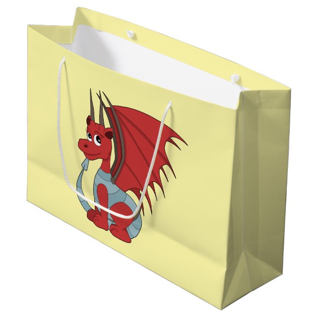 Red Dragon Cartoon Große Geschenktüte (Vorderseite Schrägansicht)