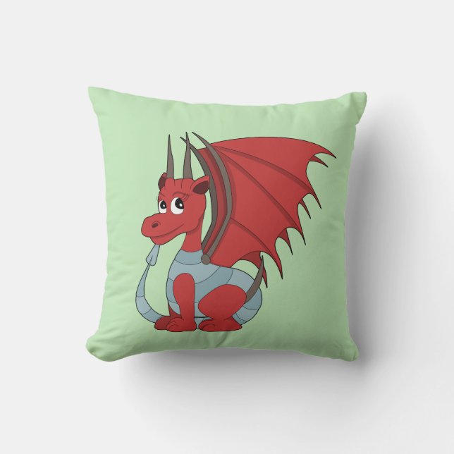 Red Dragon Cartoon Kissen (Vorderseite)