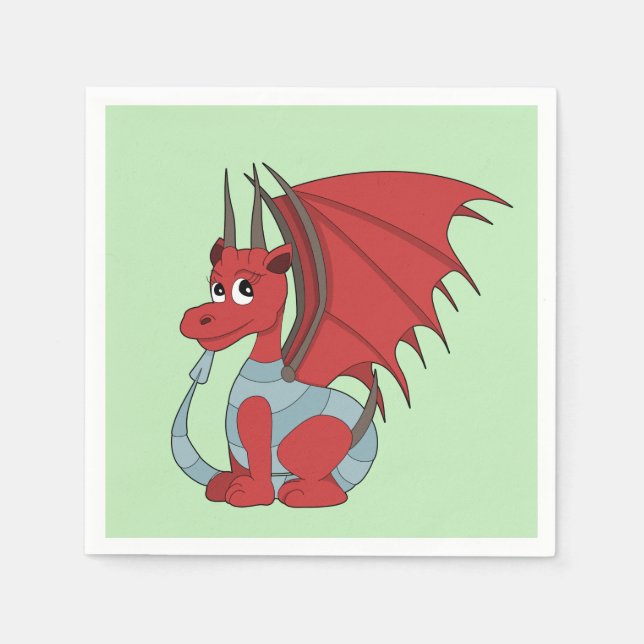 Red Dragon Cartoon Serviette (Vorderseite)