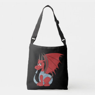 Red Dragon Cartoon Tragetaschen Mit Langen Trägern