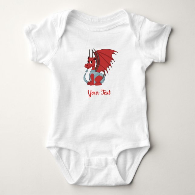 Red Dragon Cartoons Baby Bodysuit Strampler (Vorderseite)