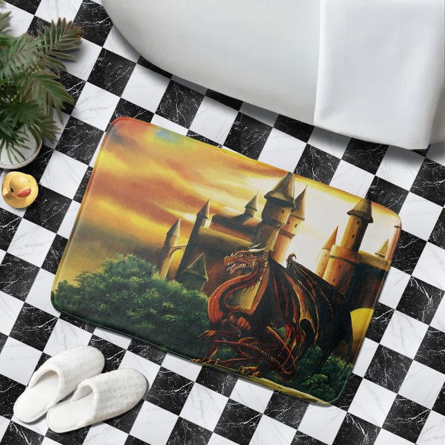 Red Dragon Castle Fantasy Badematte (Von Creator hochgeladen)
