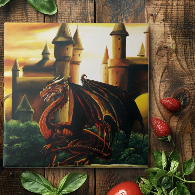 Red Dragon Castle Fantasy Fliese (Von Creator hochgeladen)
