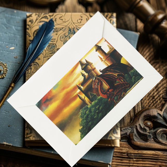 Red Dragon Castle Fantasy Rechteckiger Aufkleber (Von Creator hochgeladen)