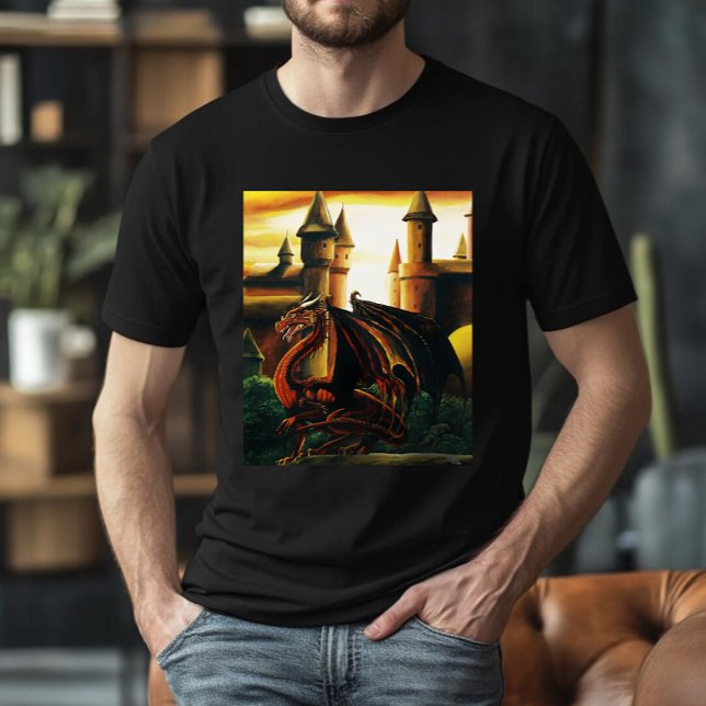 Red Dragon Castle Fantasy T-Shirt (Von Creator hochgeladen)