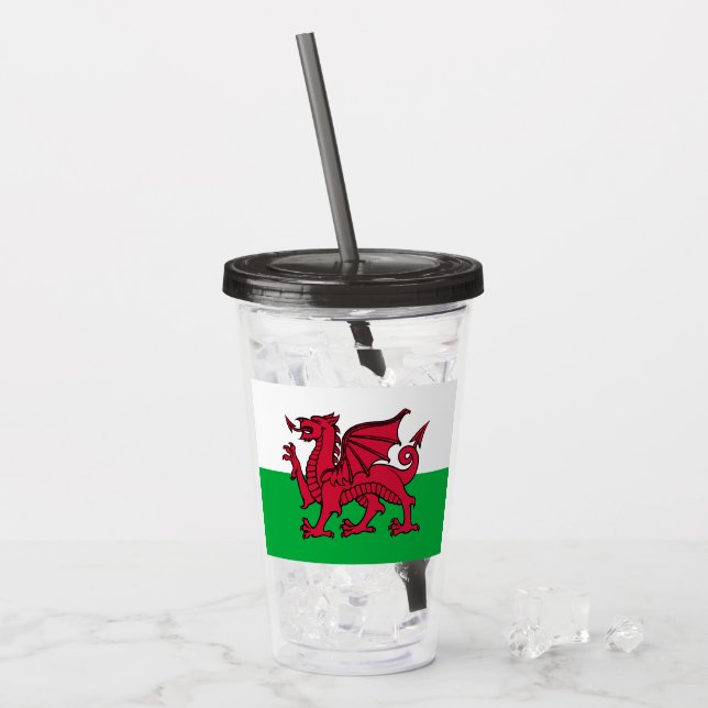 Red Dragon Celtic Flag Wales & Welsh Acryltrinkbecher (Vorderseite Ice)