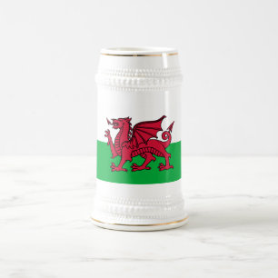 Red Dragon Celtic Flag Wales & Welsh Bierglas